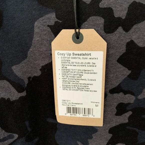 Prana Cozy Up Black and Gray Camo Sweatshirt Size Medium NWT - Picture 4 of 9